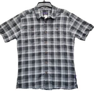 Patagonia Mens Plaid Hemp Organic Cotton Short‎ Sleeve Button Up Shirt
